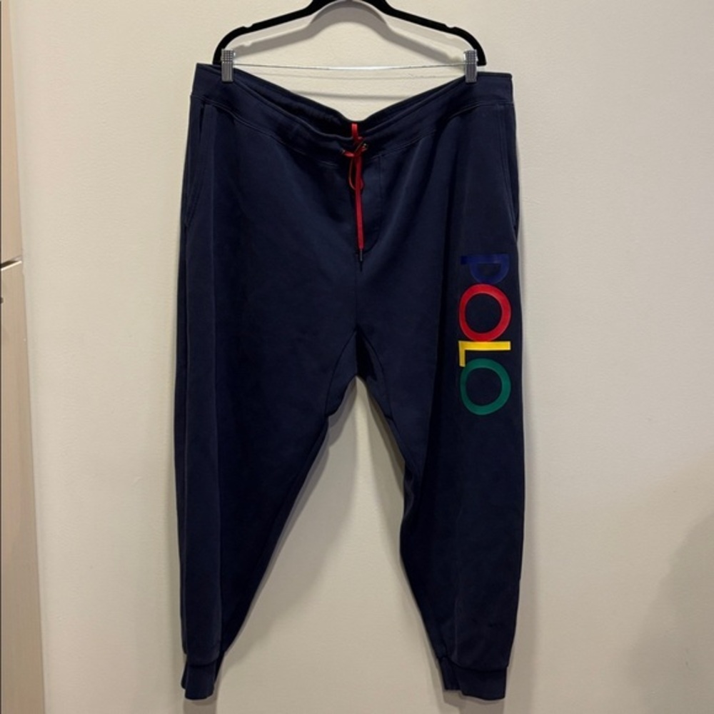 Ralph Lauren Navy 3XB large logo Joggers with Red Drawstring